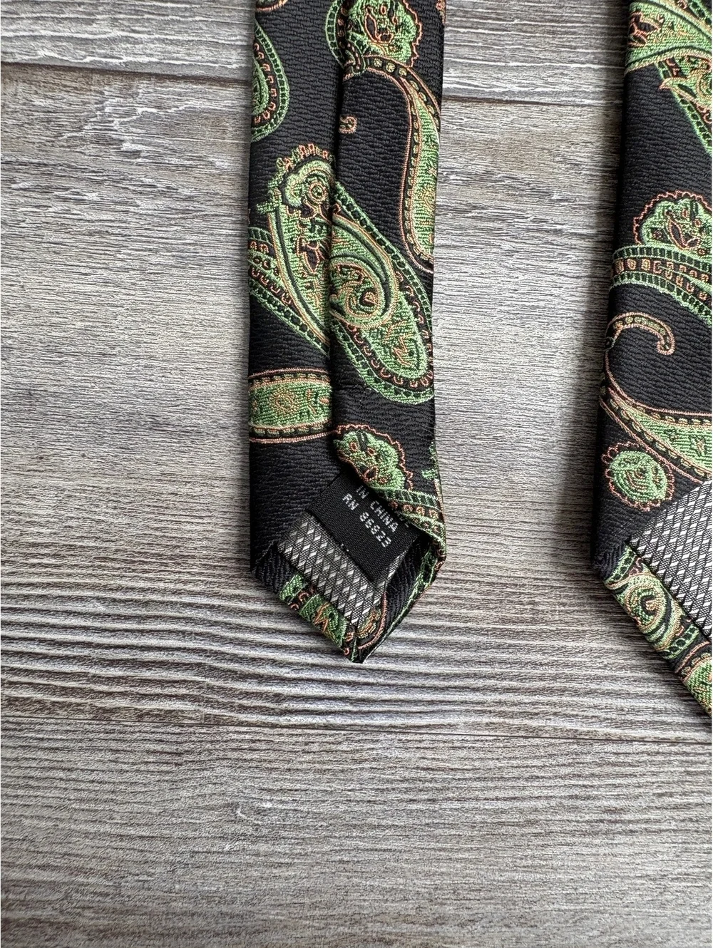 Colours by Alexander Julian Black Tie with Green Paisley Pattern